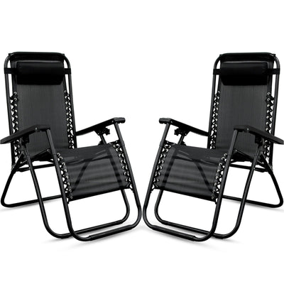 Set of 2 Zero Gravity Chair Sun lounger with Cup Holder