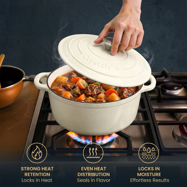 5L Dutch Oven Cast Iron Dish Pot With Lid