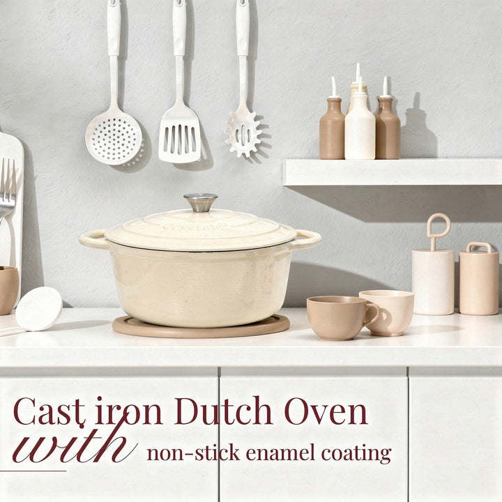 5L Dutch Oven Cast Iron Dish Pot With Lid