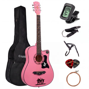 38" Full Size 6 String Guitar Pink Color