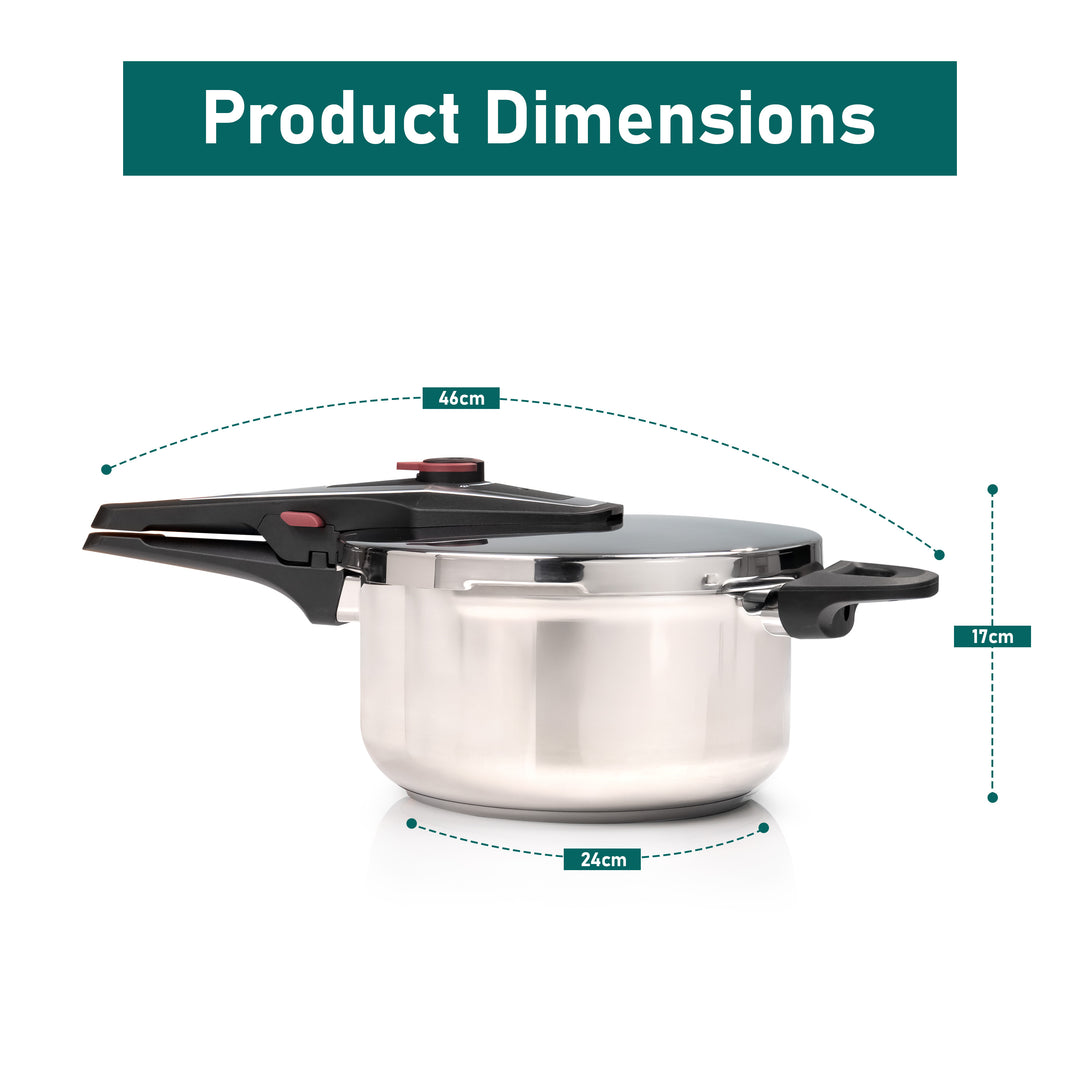 4/6 Litre Dual Handle Stainless Steel Pressure Cooker