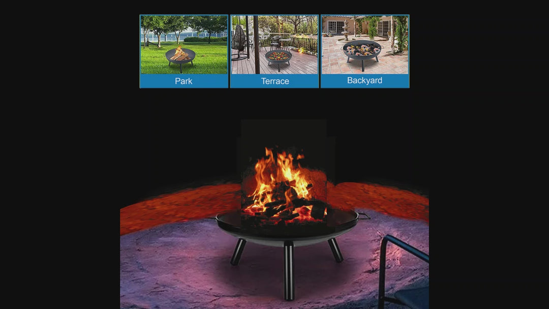 23" Large Round BBQ Steel Fire Pit