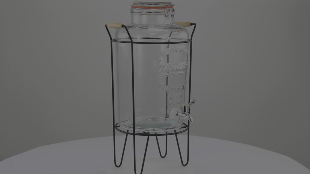8L Glass Drinks Dispenser with Metal Stand