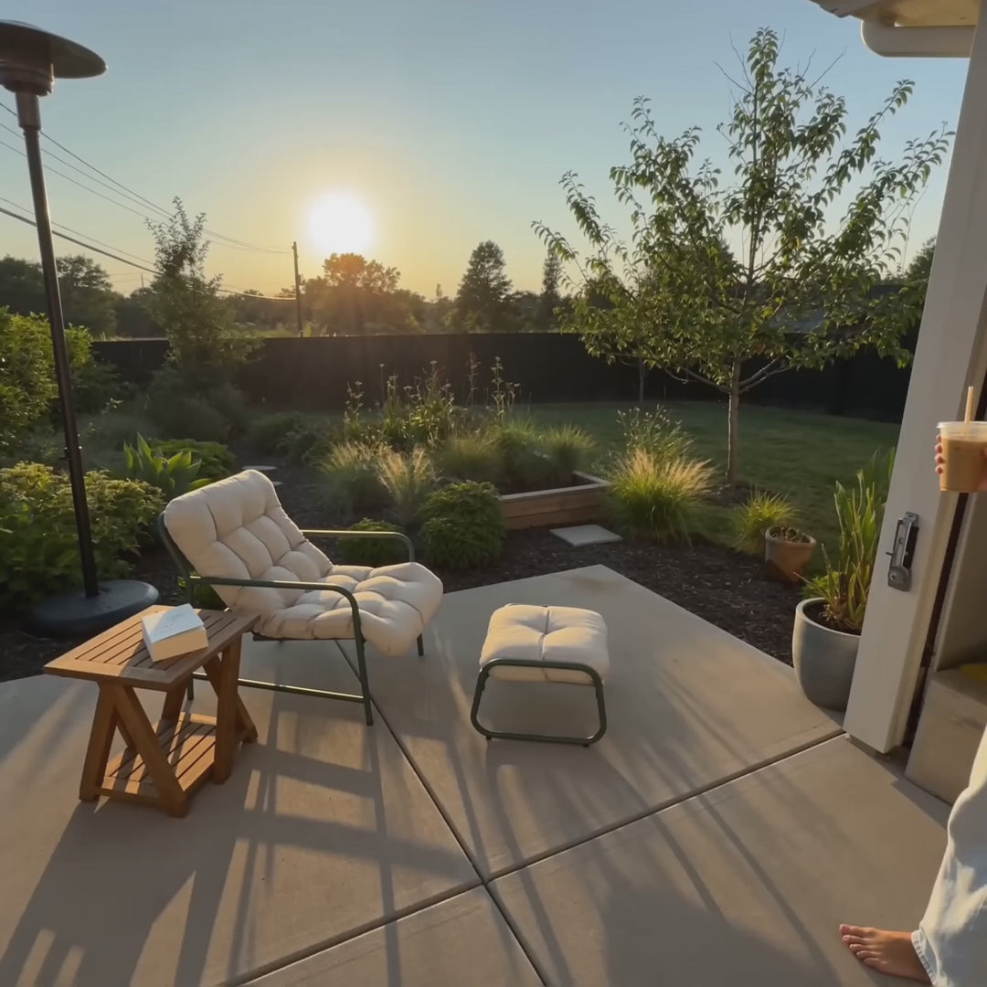 Outdoor Patio Garden Armchair with Footstool