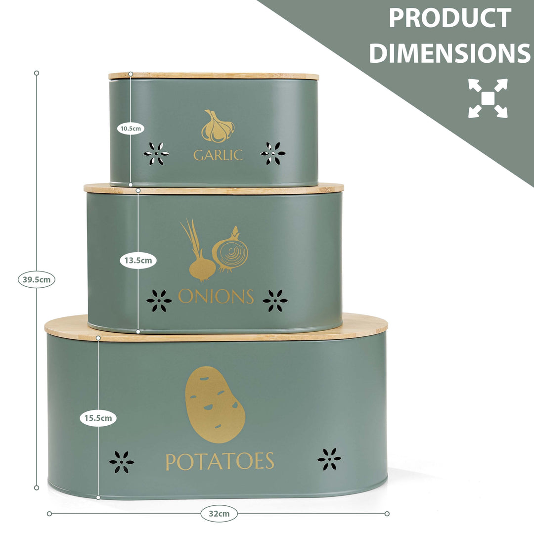 Vegetable Storage Tins for Potato, Onion and Garlic
