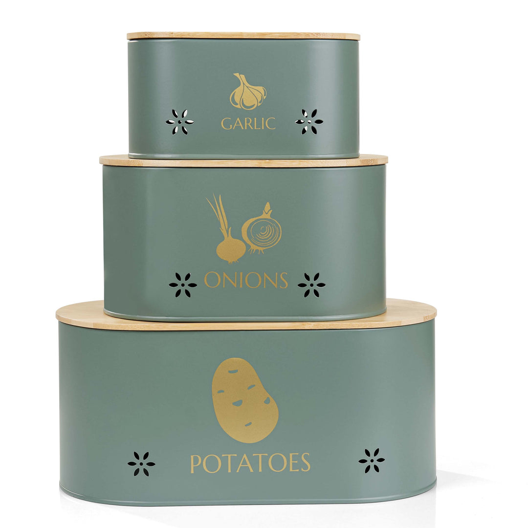Vegetable Storage Tins for Potato, Onion and Garlic
