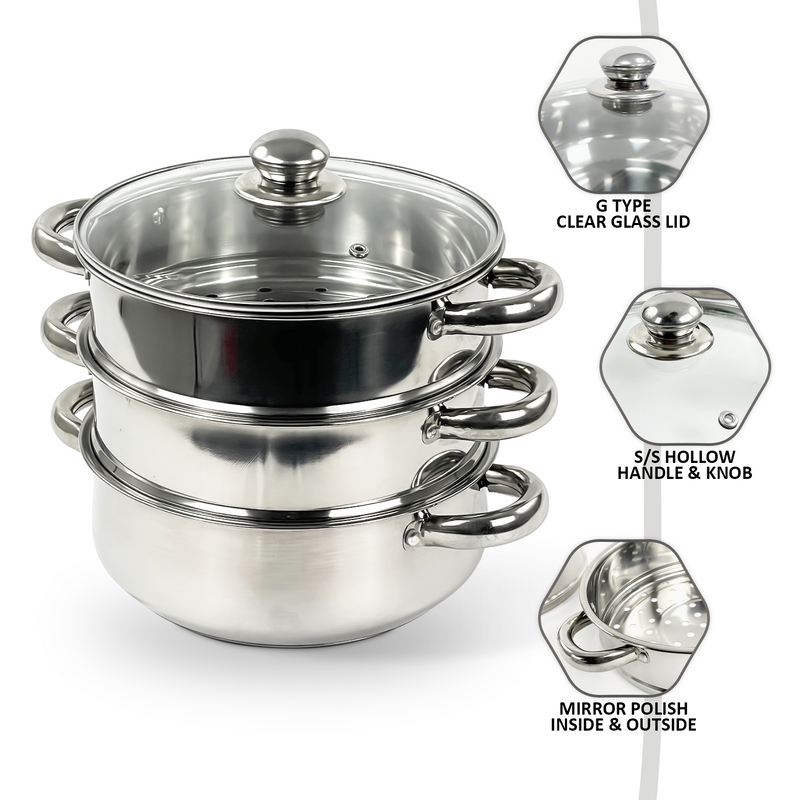 3-Tier 22cm Steamer Induction Hob