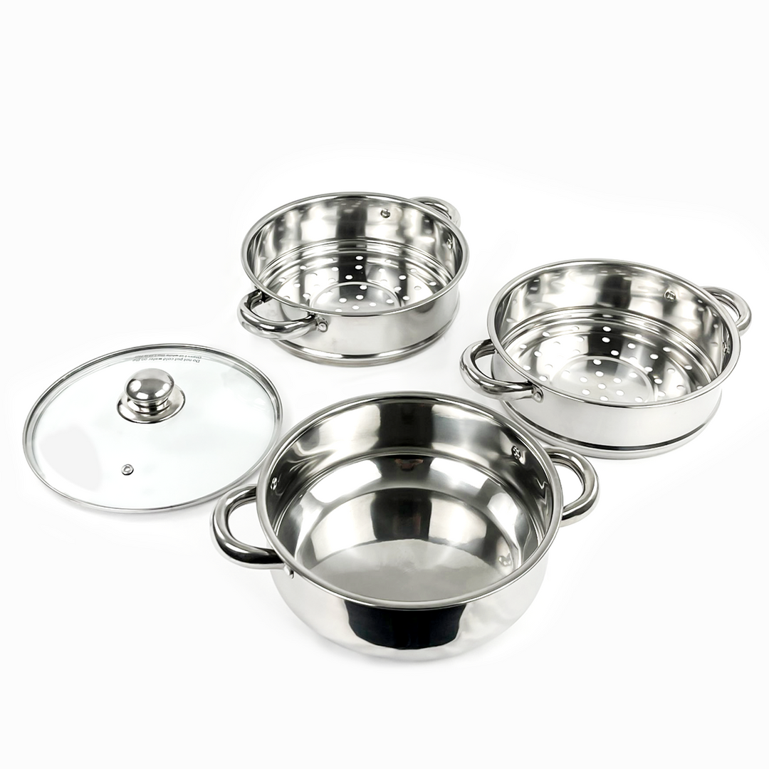 3-Tier Stainless Steel Steamer Cookware