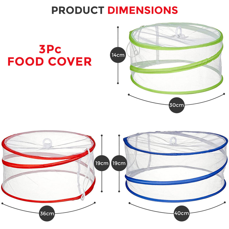 3x Collapsible Pop Up Food Covers