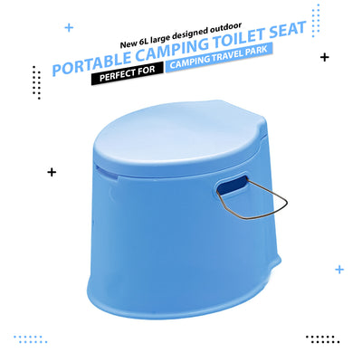 6L Large Portable Compact Potty Camping Toilet Blue