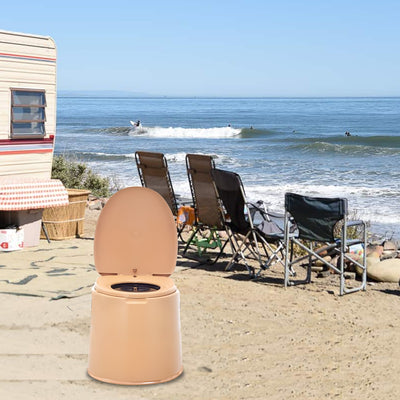 6L Large Portable Compact Potty Camping Toilet Brown