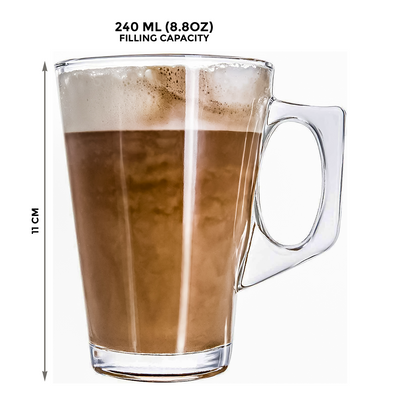 6 Pack 240ML Glass Coffee Cups