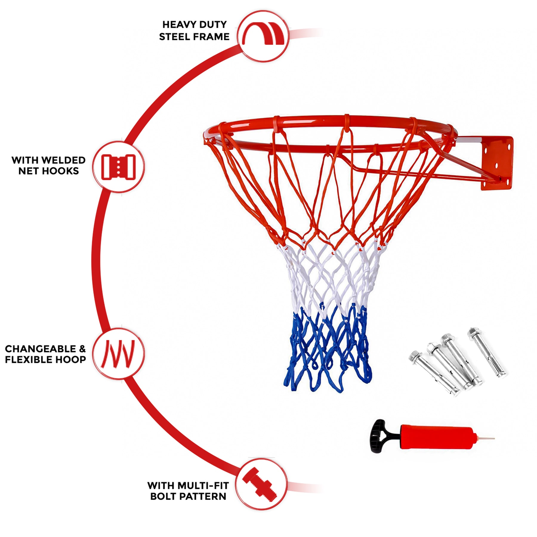 Wall Mounted Basketball Goal Hoop Rim Sports Net – Dennyshop UK