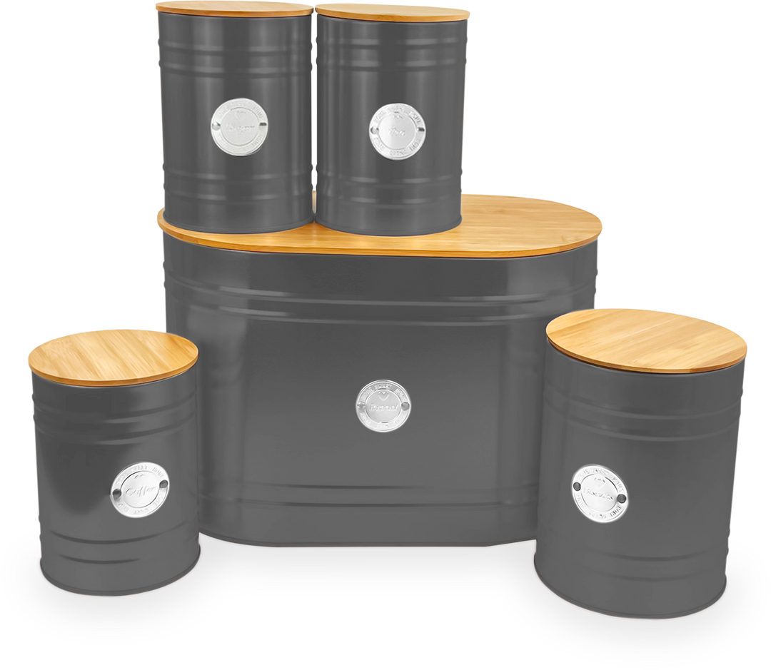 5Pcs Kitchen Storage Tins Canister - Bread Bin