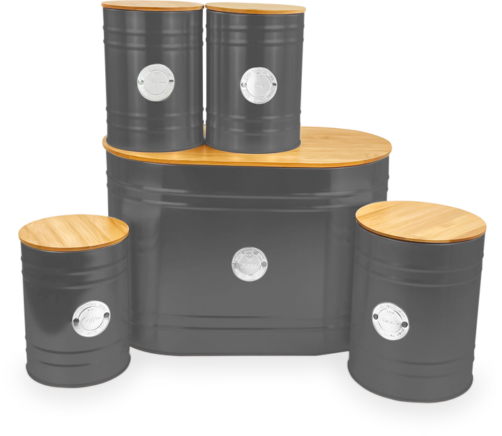 5Pcs Kitchen Storage Tins Canister - Bread Bin