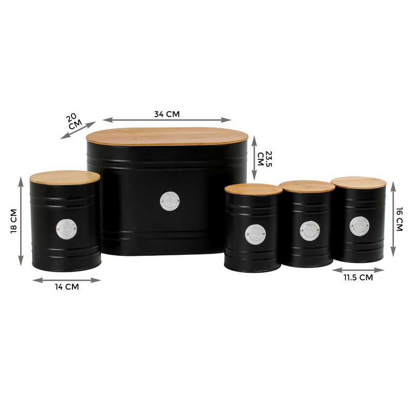 5Pcs Kitchen Storage Tins Canister - Bread Bin