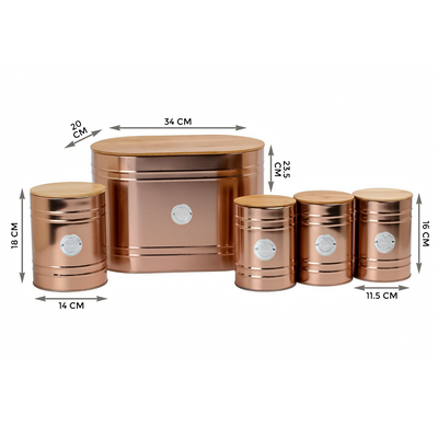 5Pcs Kitchen Storage Tins Canister - Bread Bin