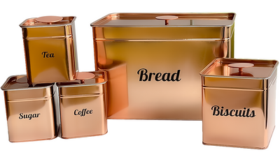 5 Piece Kitchen Storage Tins Canister - Bread Bin