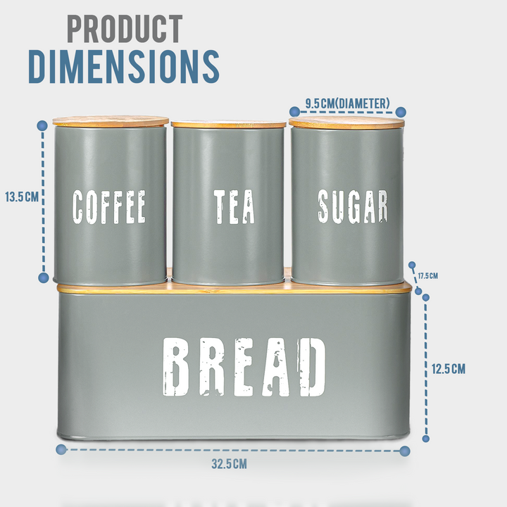4 Pices Bread Bin Kitchen Set