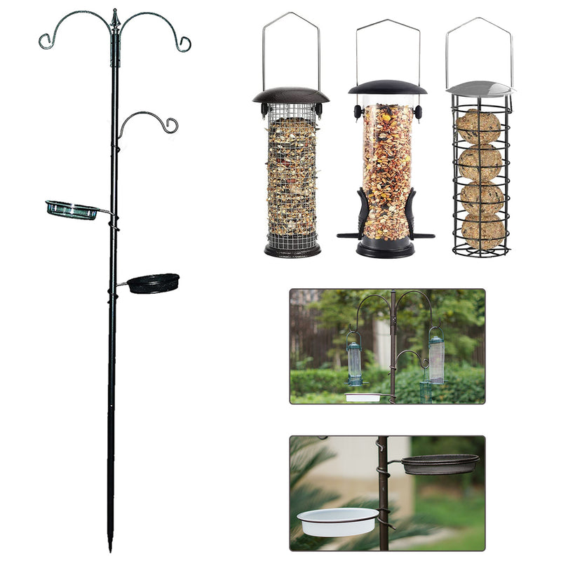 Wild Bird Feeding Station with Three Feeders