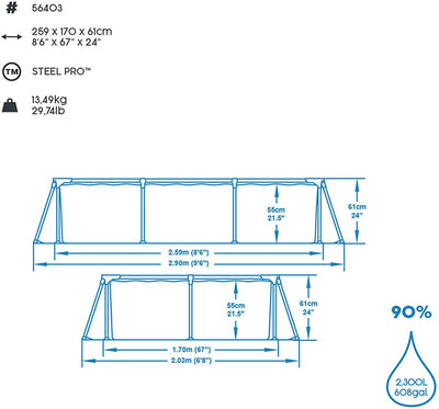 Bestway Deluxe Splash Frame Pool - 2300L