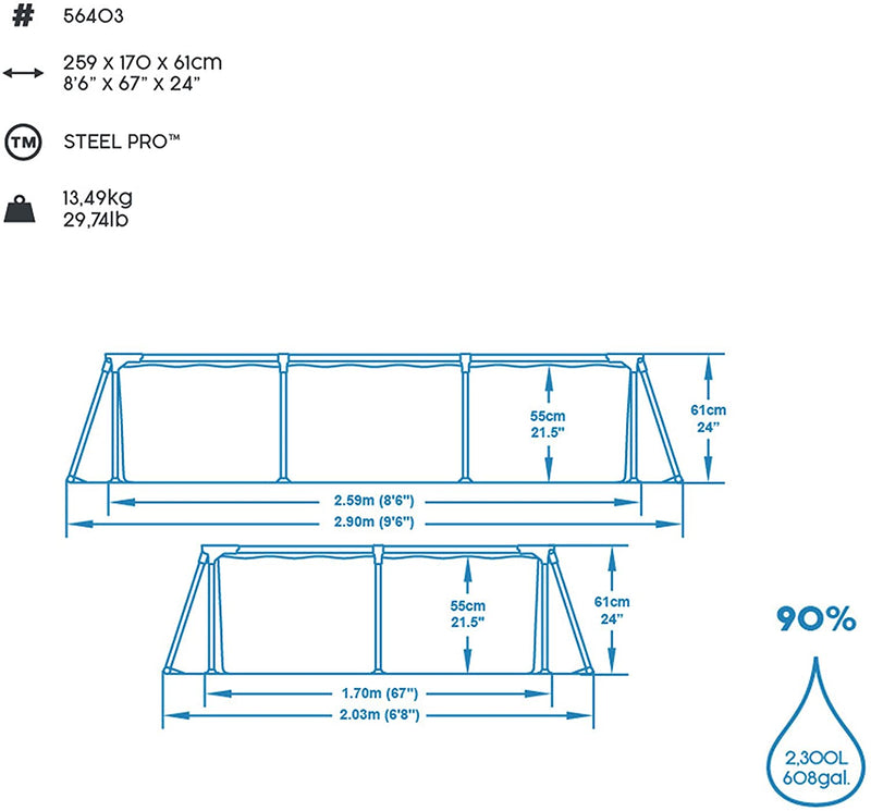 Bestway Deluxe Splash Frame Pool - 2300L