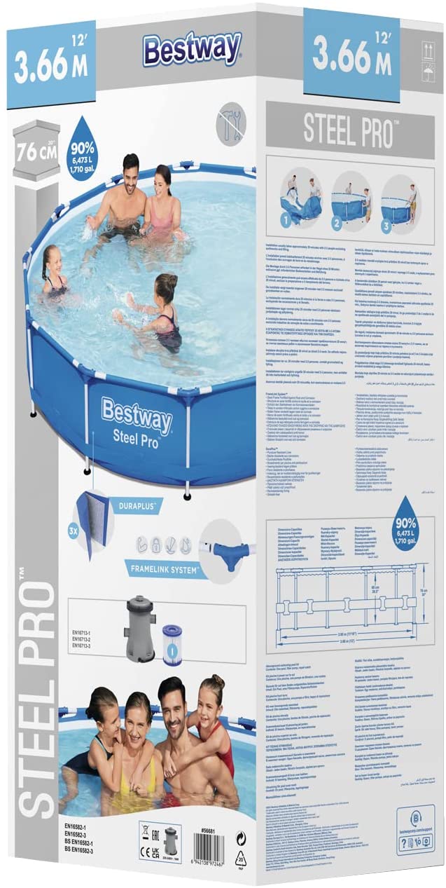 Bestway Steel Pro Swimming Pool with Filter Pump - 366 x 76 cm