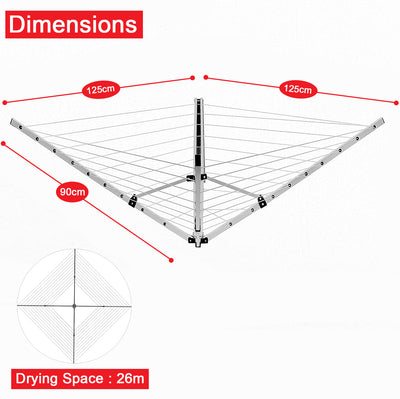 5 Arm 26m Wall Mounted Clothes Airer