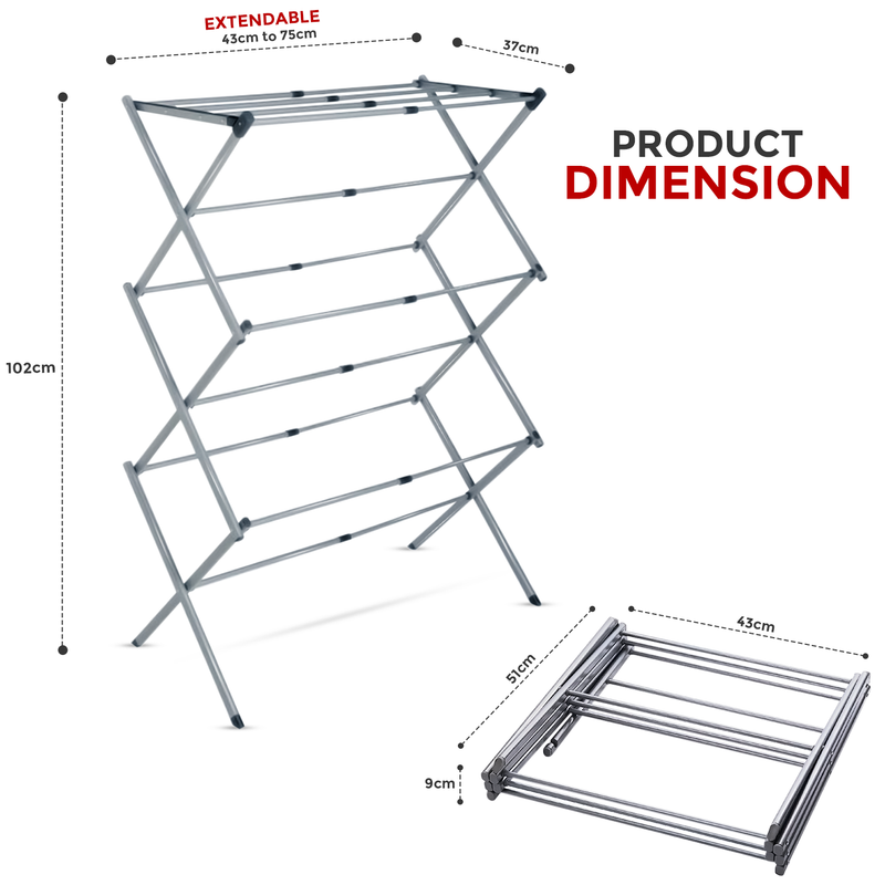 3-Tier Space Saving Extendable Telescopic Airer