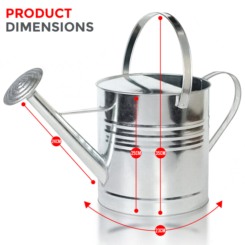 10L Metal Watering Can - Silver