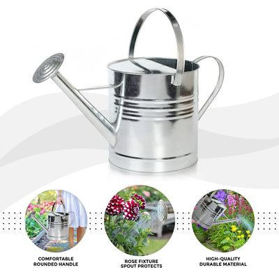 10L Metal Watering Can - Silver