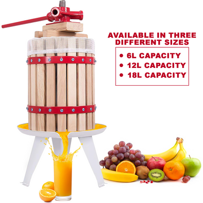 Manual Fruit Press Wooden - 6/12/18 Liters