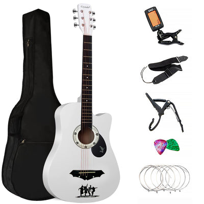 38" Full Size 6 String Acoustic Guitar White