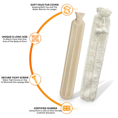 Extra Long Hot Water Bottle Cream