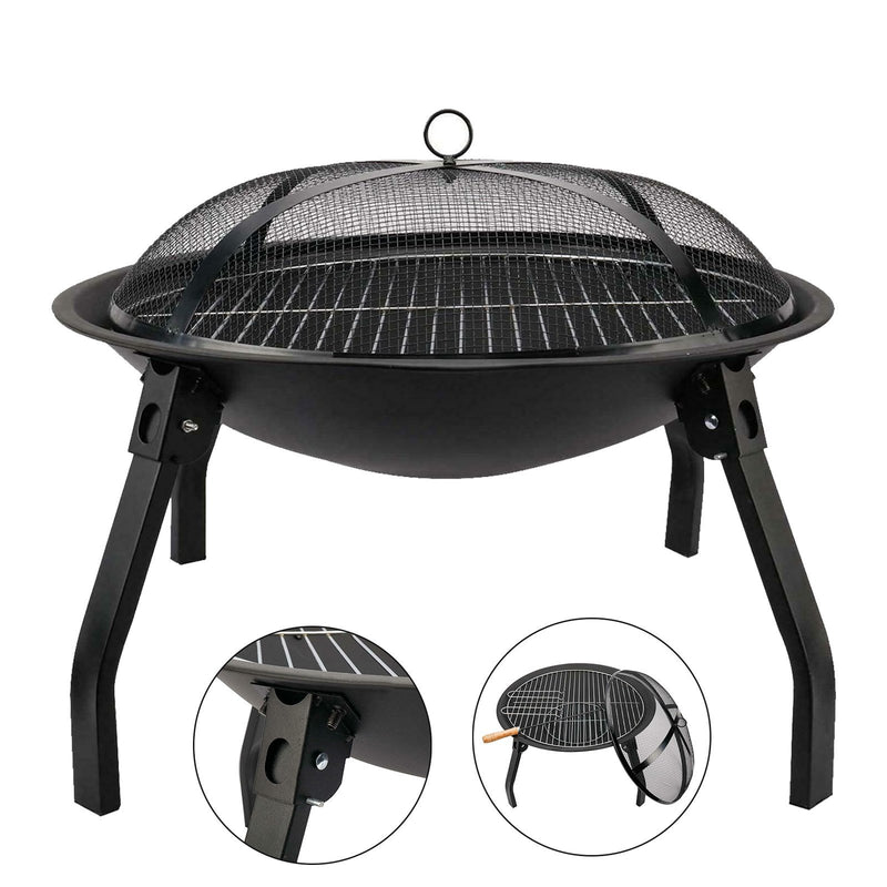 Redwood Steel Fire Pit with Grill