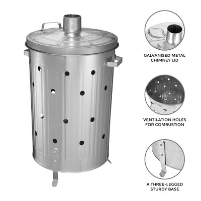 90L Galvanised Incinerator Fire Bin