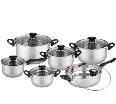 12Pc Stainless Steel Induction Stock Pot - Denny Shop