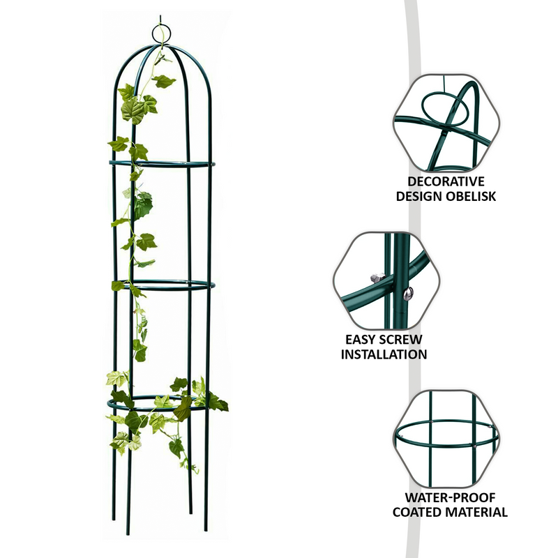 1.9m Outdoor Garden Metal Obelisk Trellis