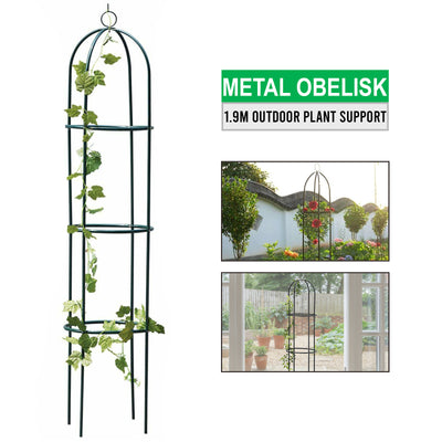 1.9m Outdoor Garden Metal Obelisk Trellis