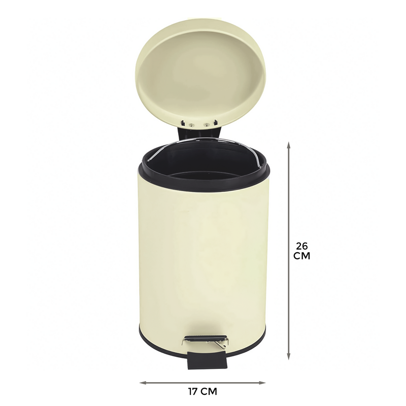 3 Litre Stainless Steel Pedal Bin - Cream