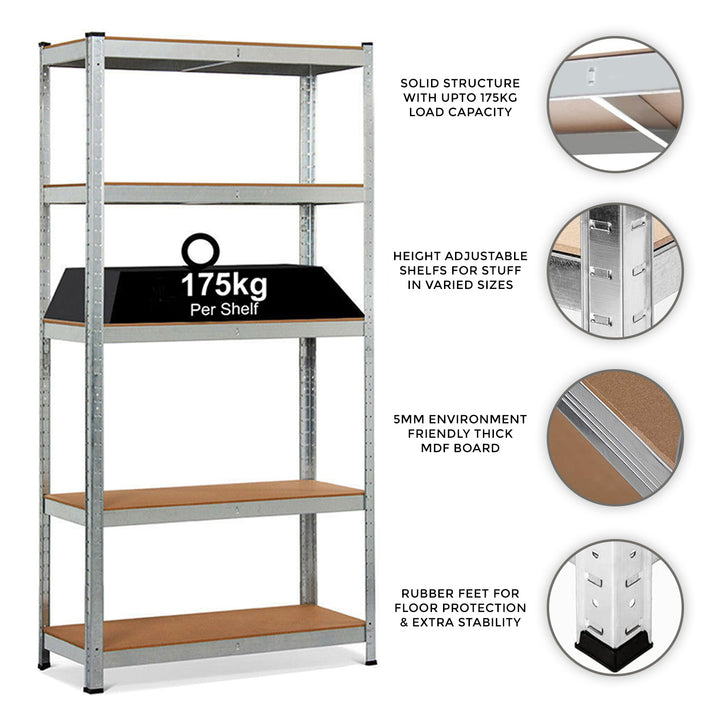 5-Tier Heavy Duty Garage Storage Racking Shelf - 90 x 40 x 180cm