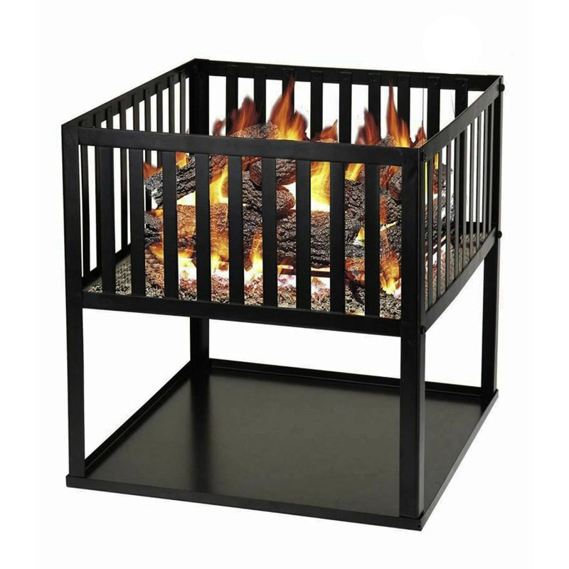 Redwood Square Fire Pit Black