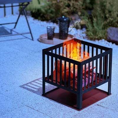 Redwood Square Fire Pit Black