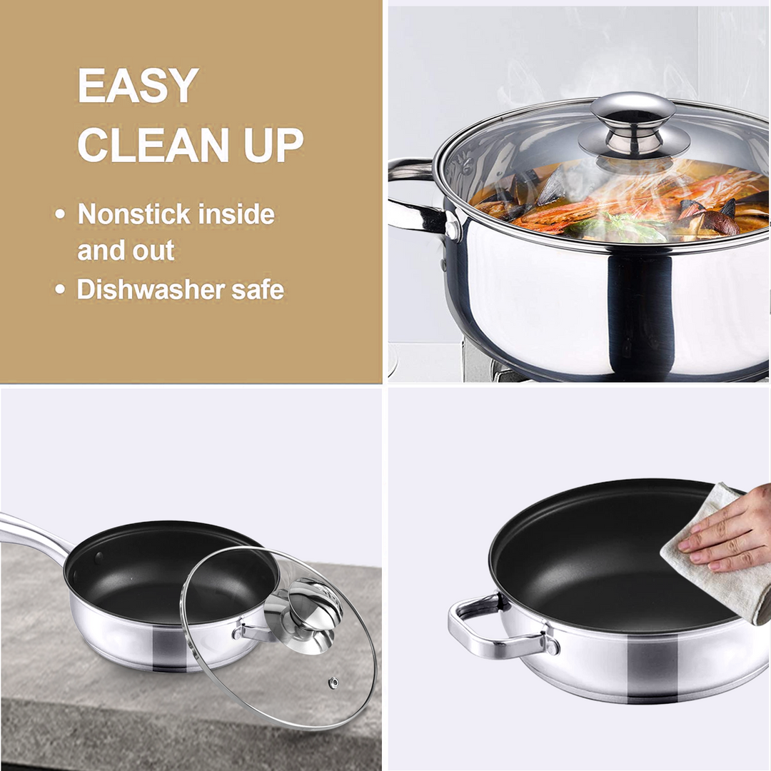 12pc Non Stick Stainless Steel Cookware