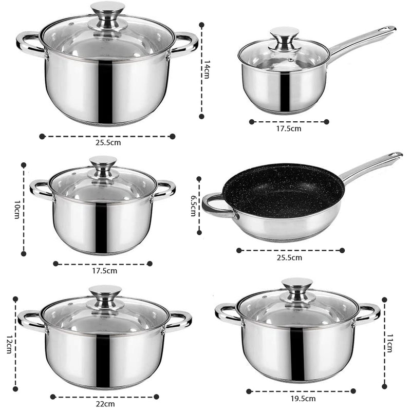 12pc Non Stick Stainless Steel Cookware
