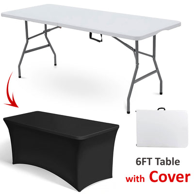 6ft Foldable Banquet Camping Table & Cover