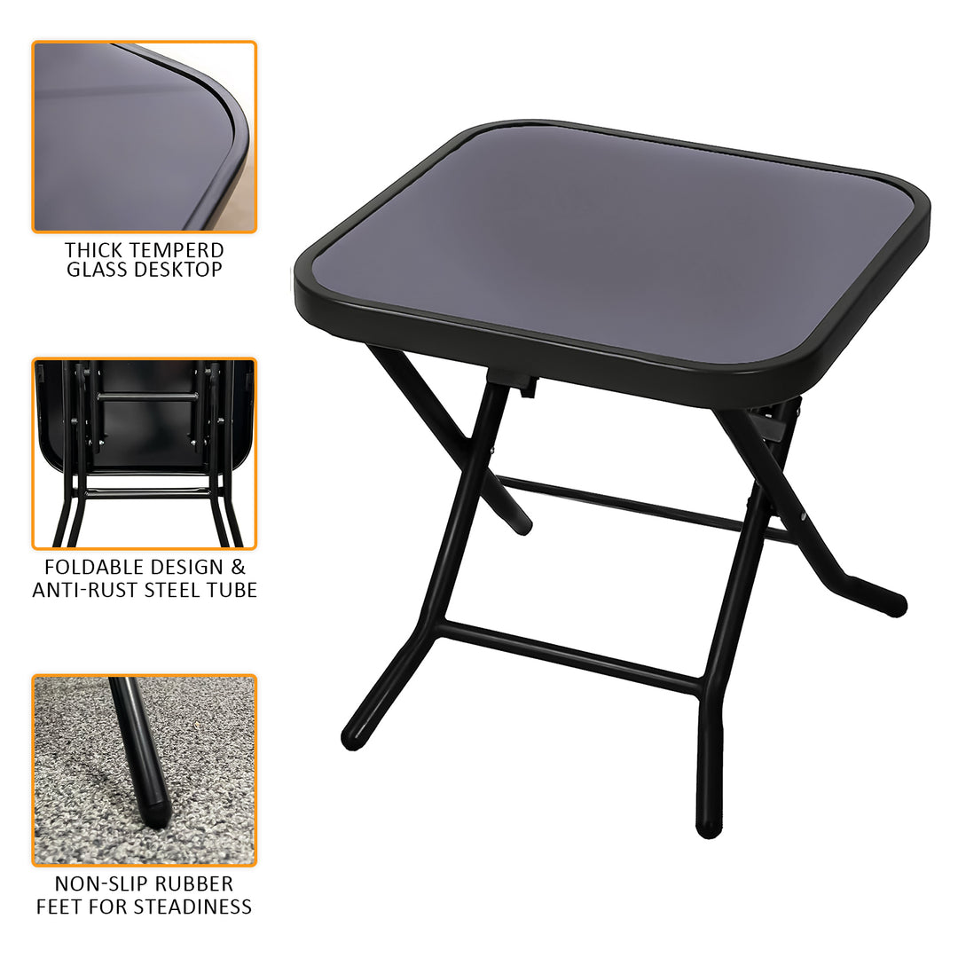 Glass Top Folding Side Square Table