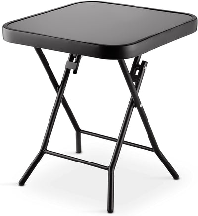Glass Top Folding Side Square Table