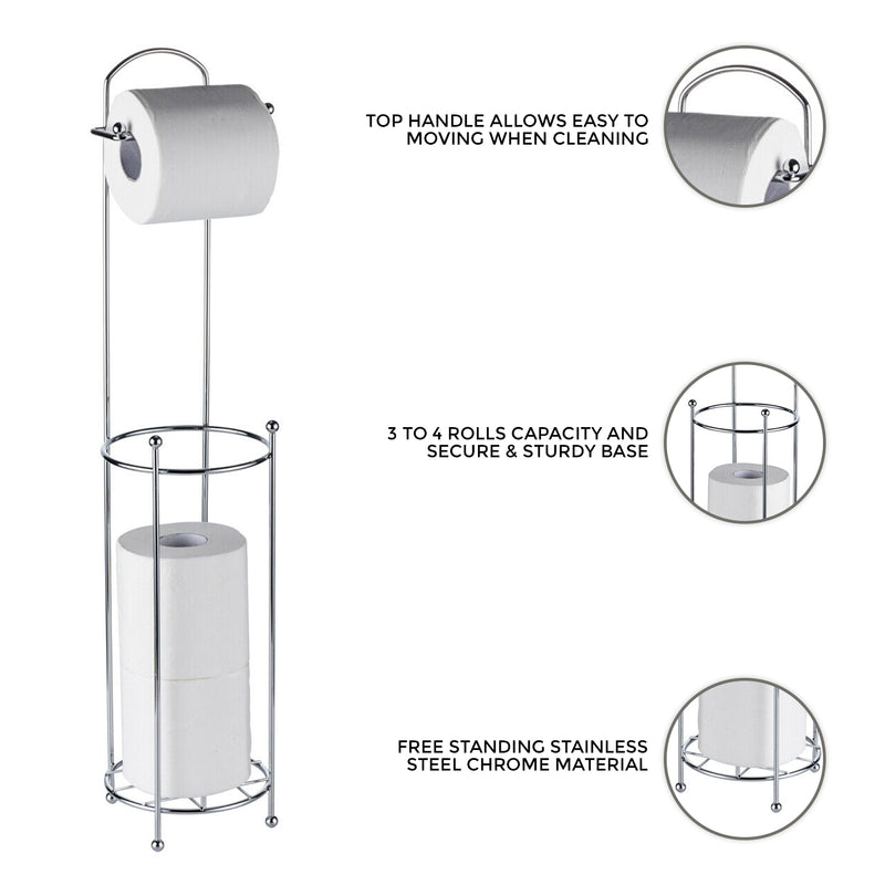 Free Standing Chrome Toilet Paper Holder