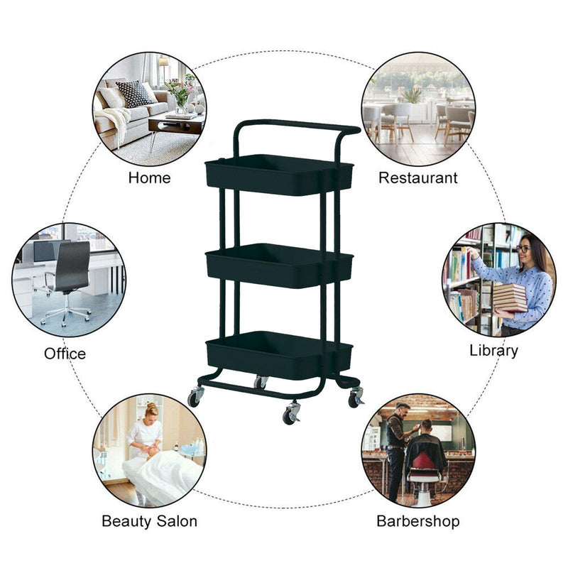 3-Tier Kitchen Trolley Wheels - Denny Shop